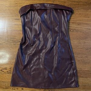 Sky to Moon  Faux Leather Strapless Mini Dress